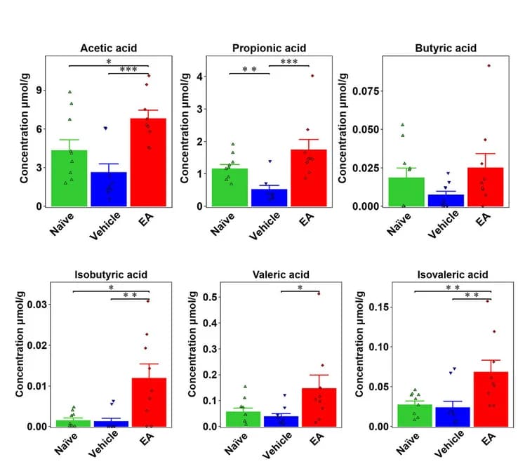 Open access visualization of Bar Plot, Error Bars, Scatter Plot, Short Chain Fatty Acids