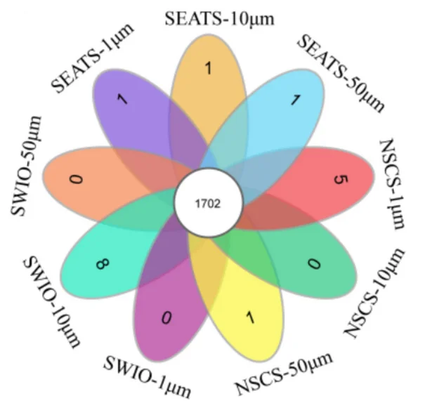 Open access visualization of Venn Diagram, Petal Diagrams, Genera, Size Fractions