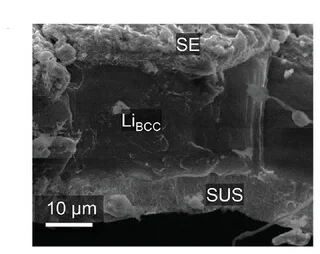 Plot showing: Microscopy, SEM images, Cross-sectional, Li deposition
