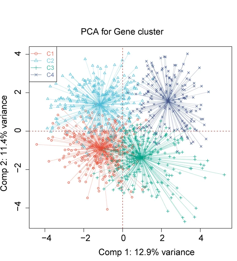 Plot showing: Scatter Plot, PCA, PCA Plots, TCGA-BRCA Cohort