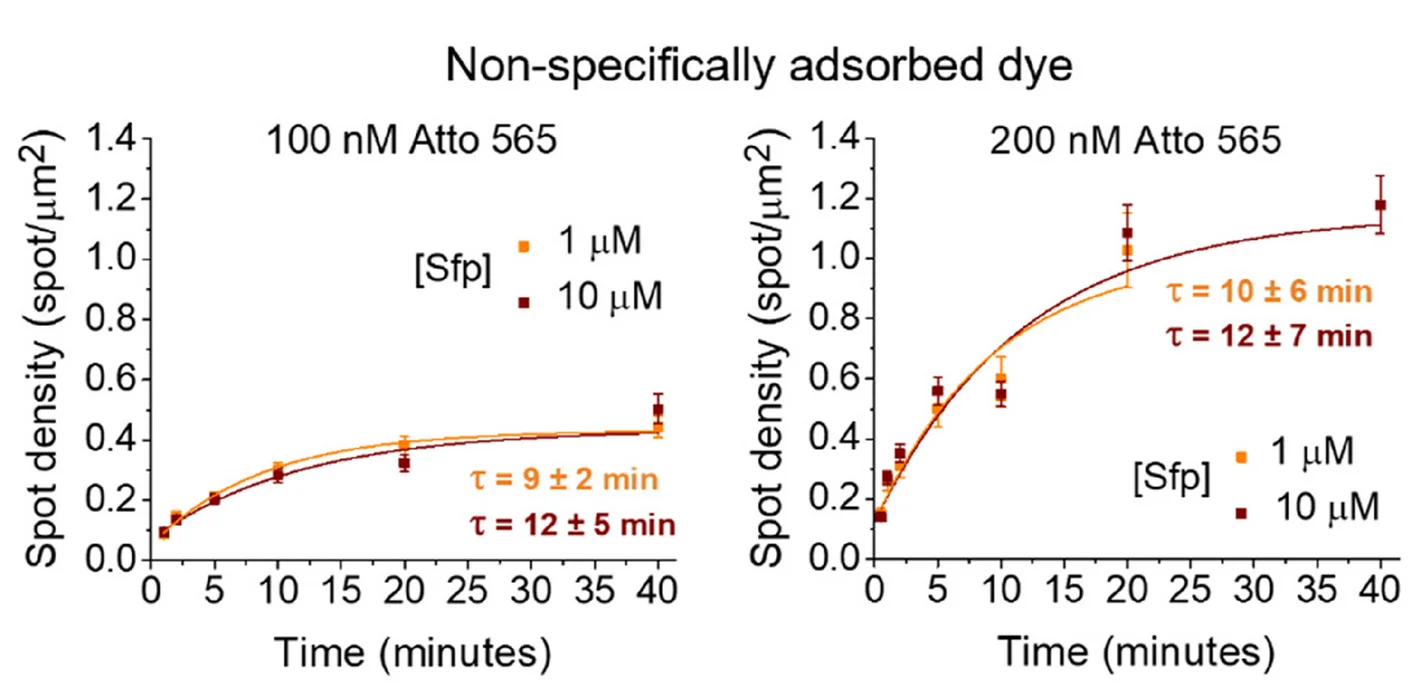 Plot showing: Line Plot, Scatter Plot, Error Bars, Spot Density, Non-Specific Adsorption